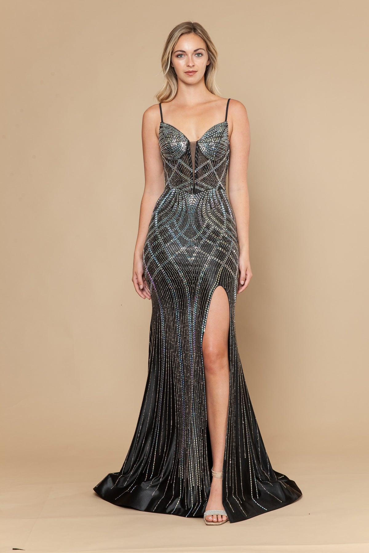 Poly USA 25142 - Illusion Corset Rhinestone Embellished Gown Prom Dresses