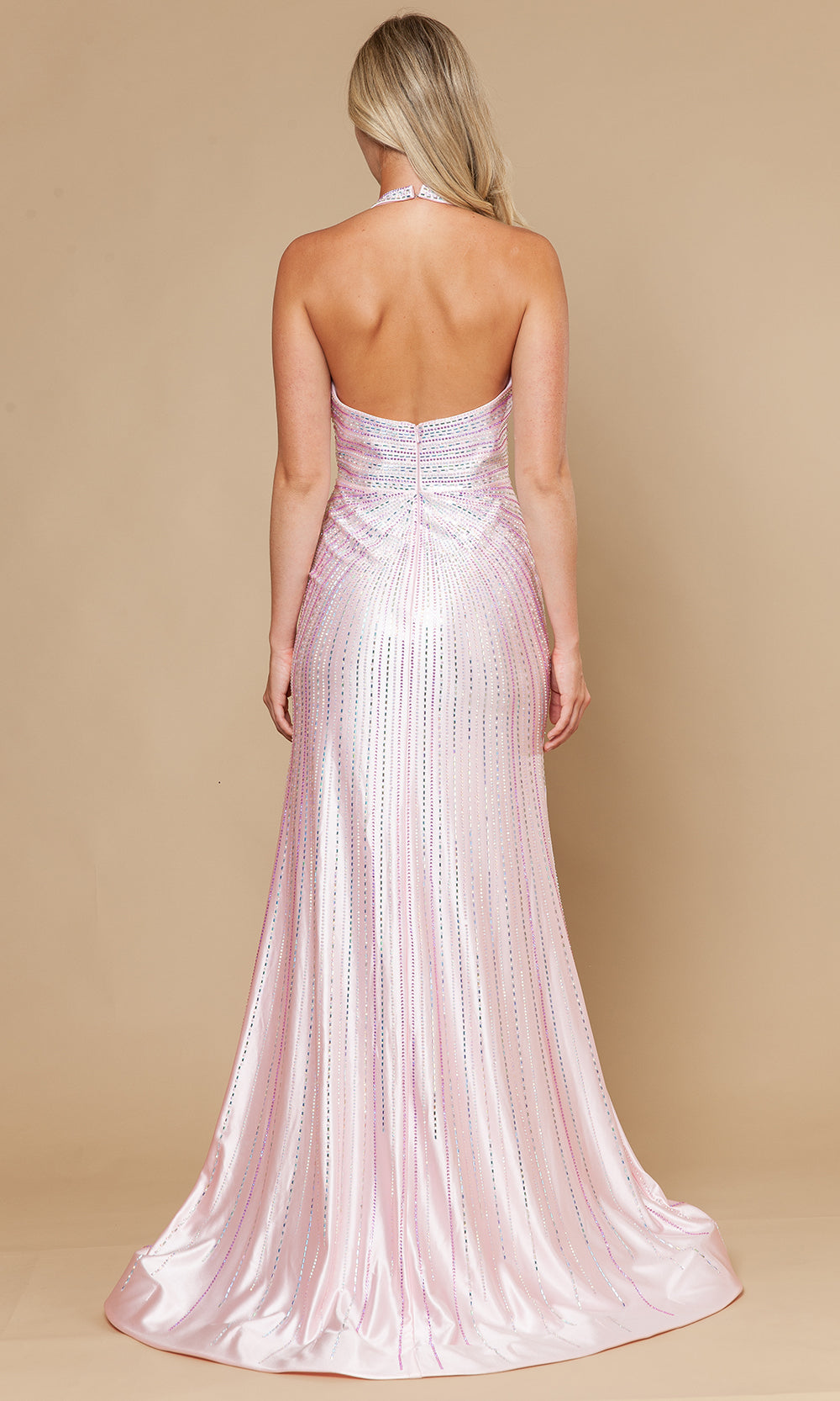 Poly USA 25148 - Halter Open Back Prom Gown with Beading Prom Dresses