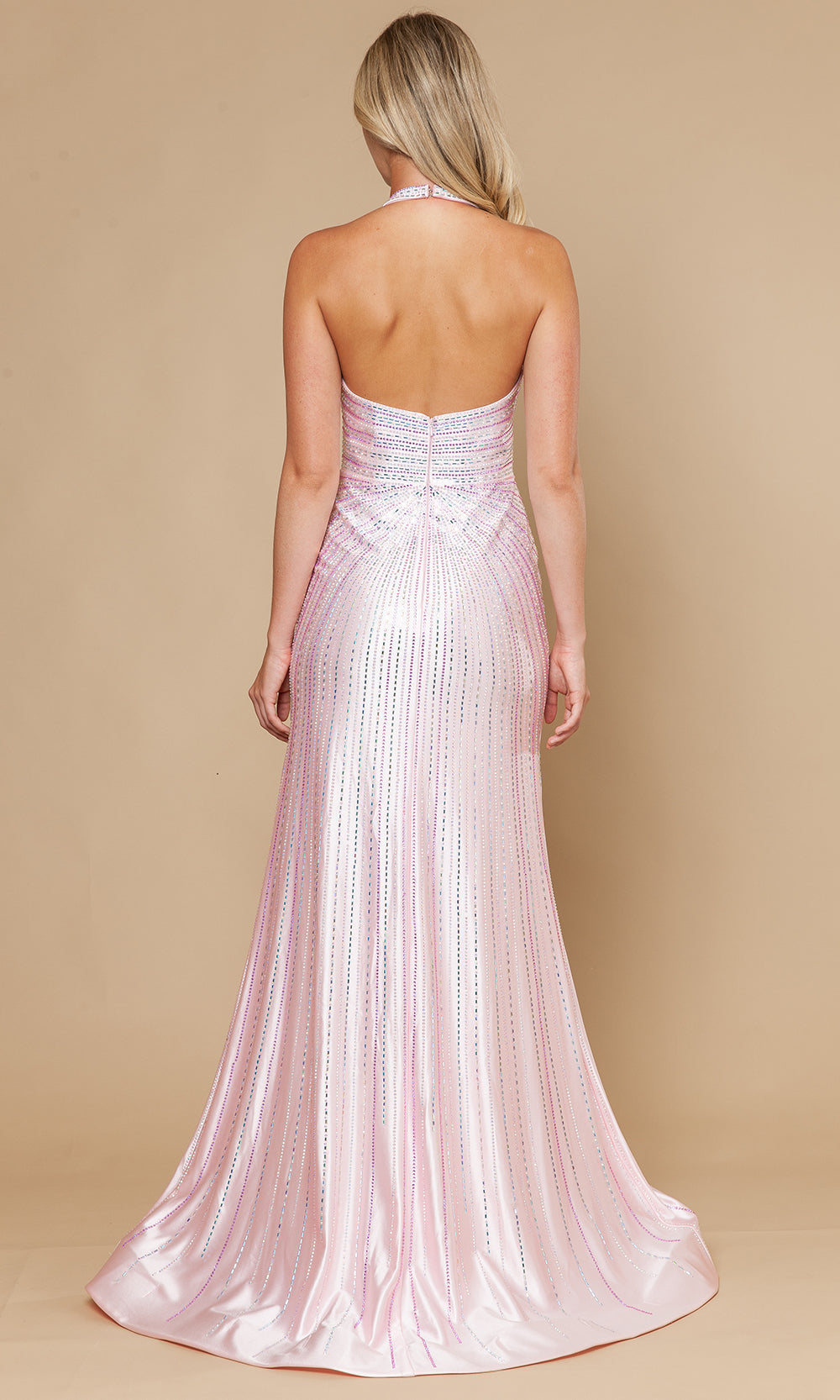 Poly USA 25148 - Halter Open Back Prom Gown with Beading Prom Dresses
