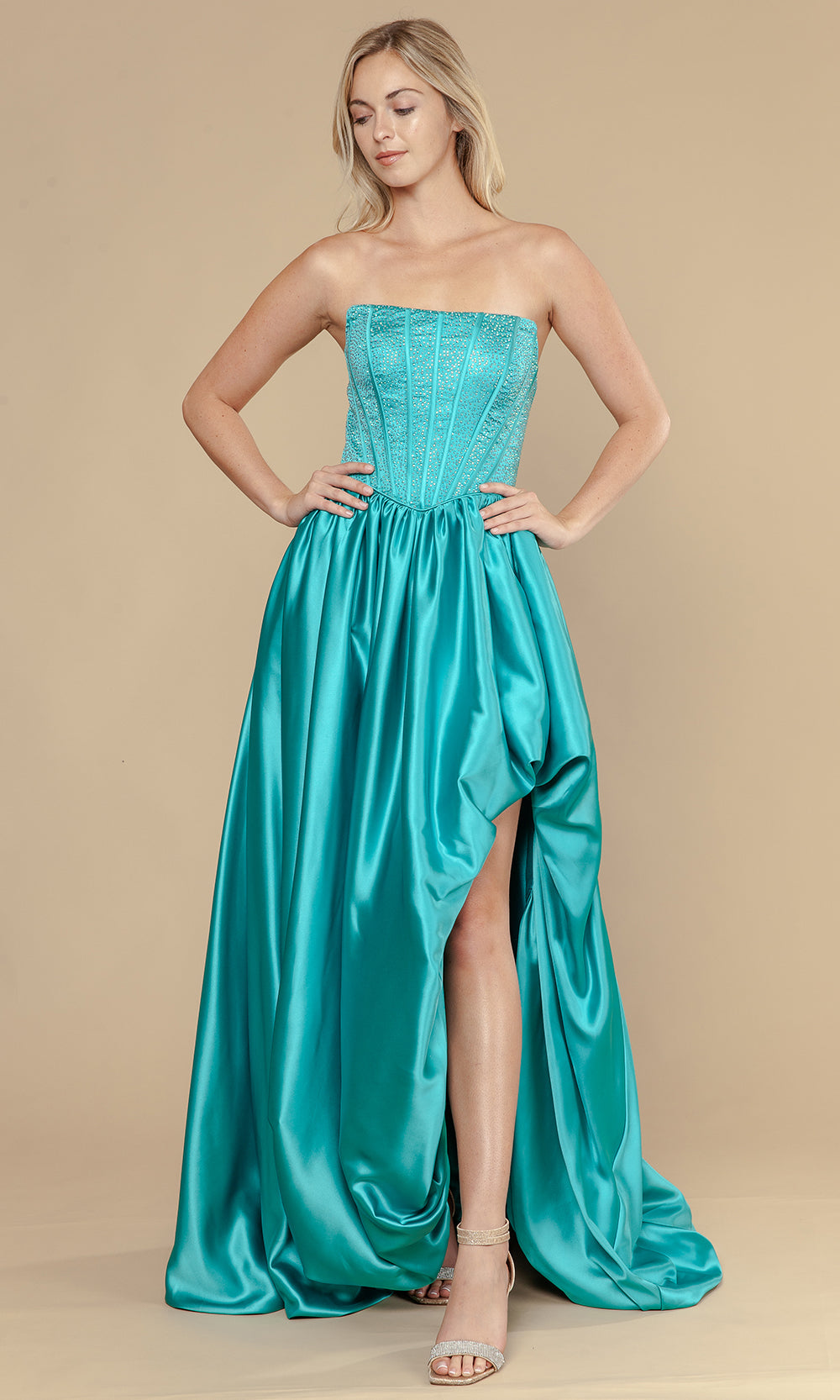 Poly USA 25156 - Sparkling Corset Bubble Hem Prom Gown Prom Dresses