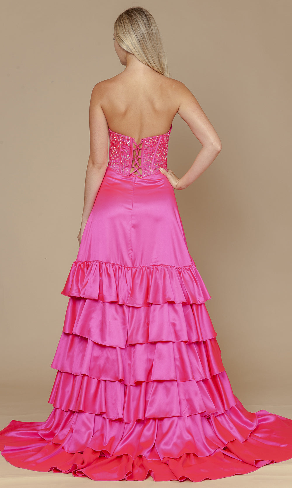 Poly USA 25162 - Embellished Corset Ruffle A-Line Dress Prom Dresses
