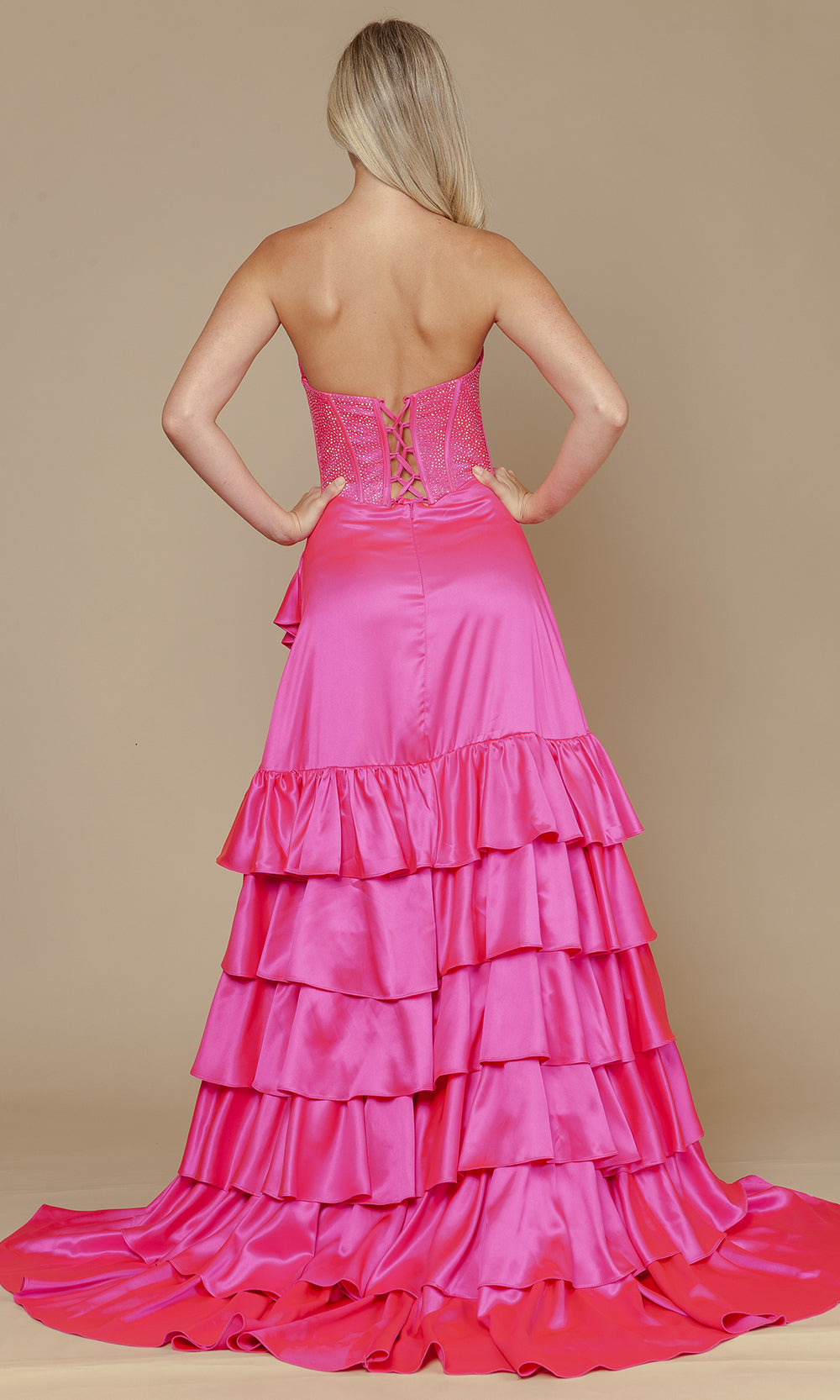 Poly USA 25162 - Embellished Corset Ruffle A-Line Dress Prom Dresses