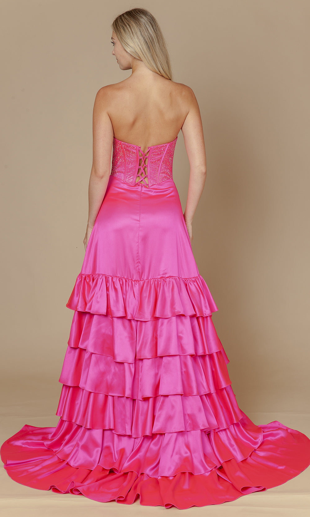 Poly USA 25162 - Embellished Corset Ruffle A-Line Dress Prom Dresses