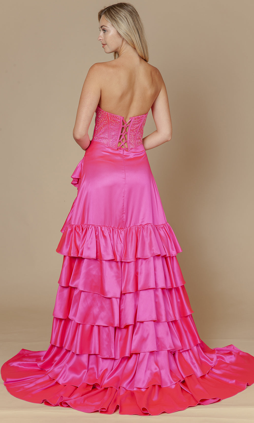 Poly USA 25162 - Embellished Corset Ruffle A-Line Dress Prom Dresses