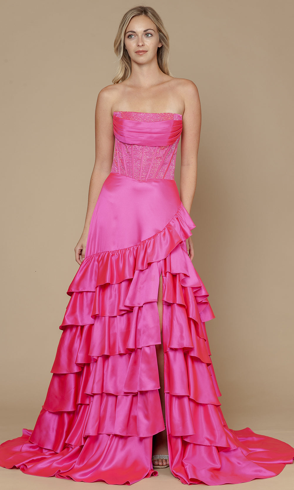 Poly USA 25162 - Embellished Corset Ruffle A-Line Dress Prom Dresses
