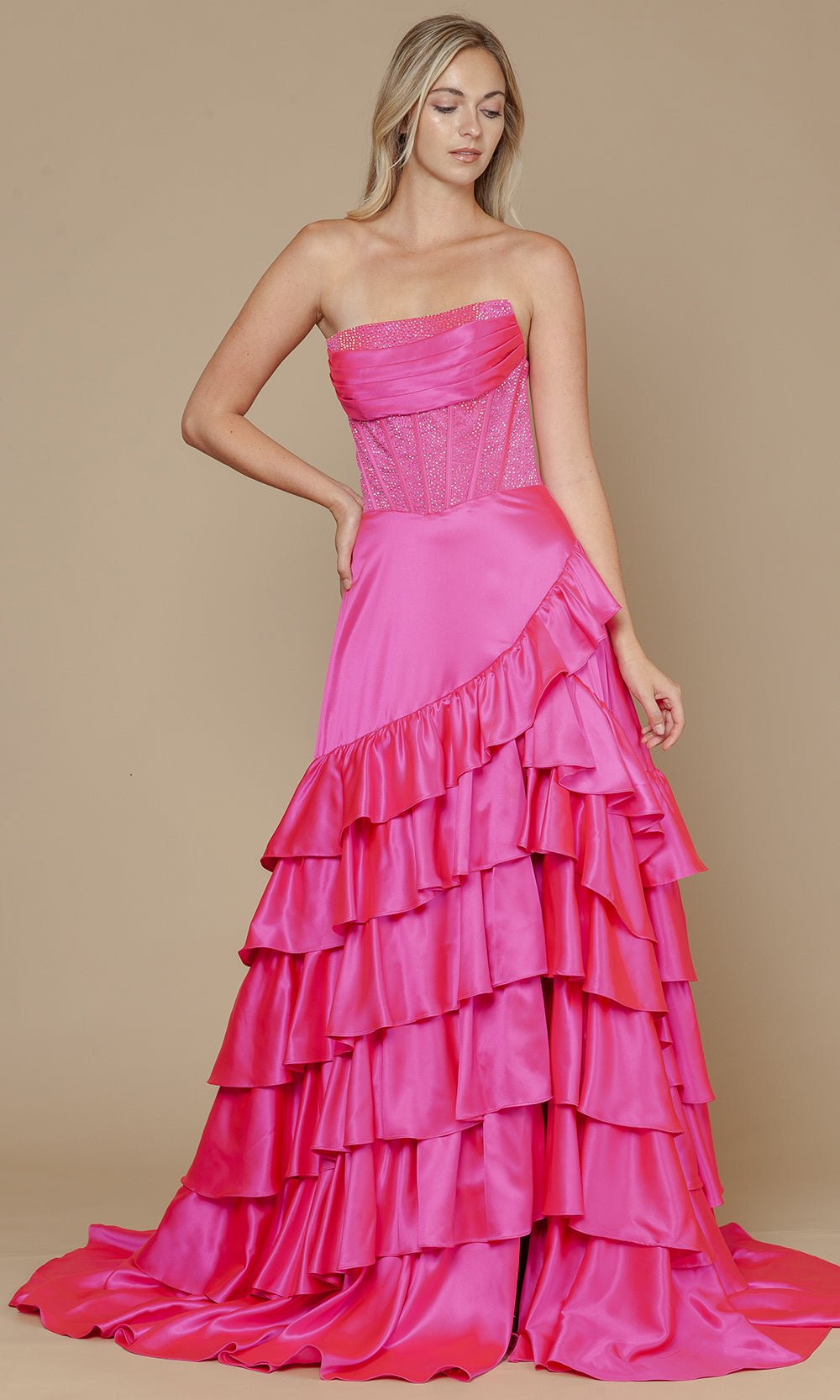 Poly USA 25162 - Embellished Corset Ruffle A-Line Dress Prom Dresses