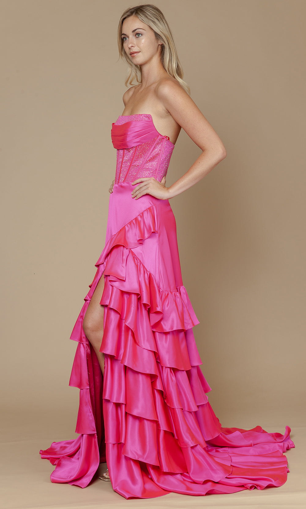 Poly USA 25162 - Embellished Corset Ruffle A-Line Dress Prom Dresses