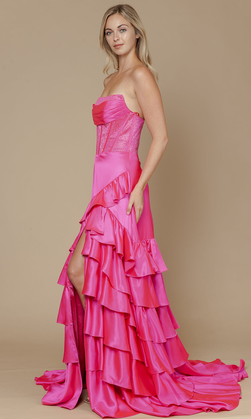 Poly USA 25162 - Embellished Corset Ruffle A-Line Dress Prom Dresses