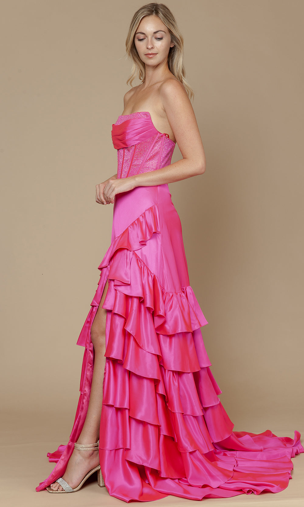 Poly USA 25162 - Embellished Corset Ruffle A-Line Dress Prom Dresses