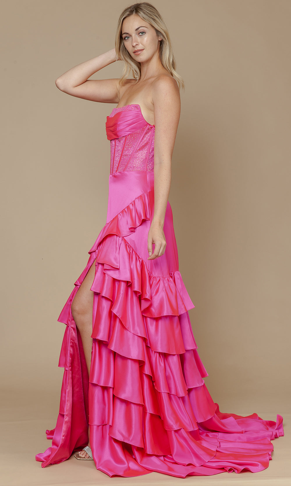 Poly USA 25162 - Embellished Corset Ruffle A-Line Dress Prom Dresses
