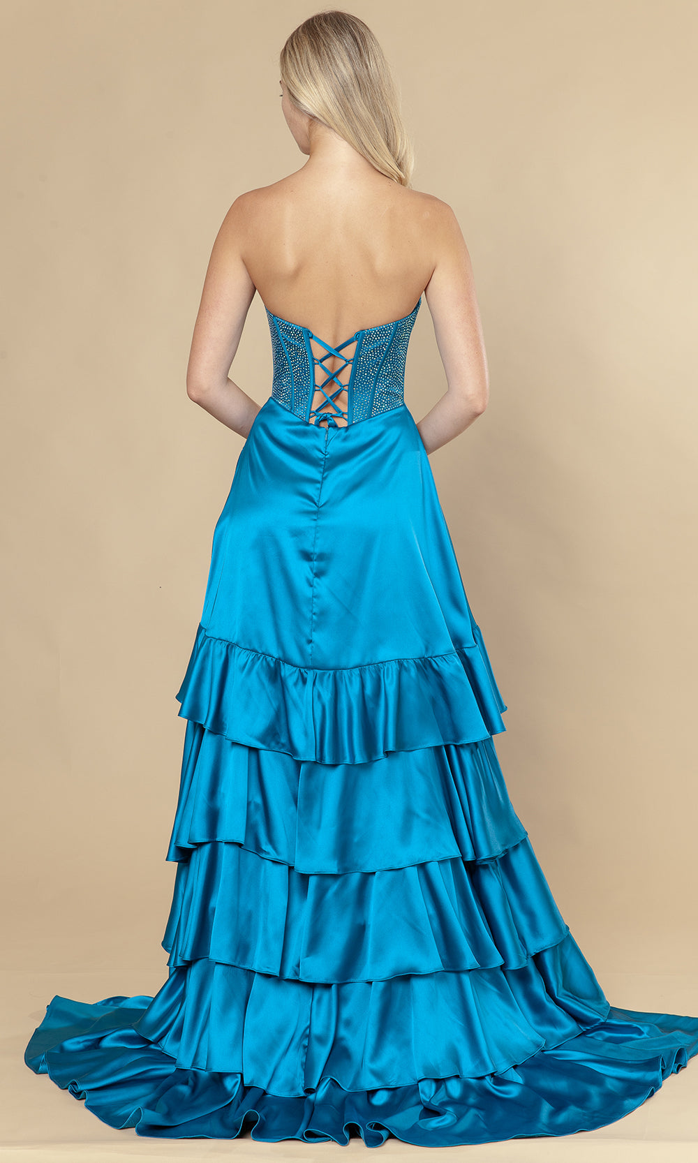 Poly USA 25162 - Embellished Corset Ruffle A-Line Dress Prom Dresses