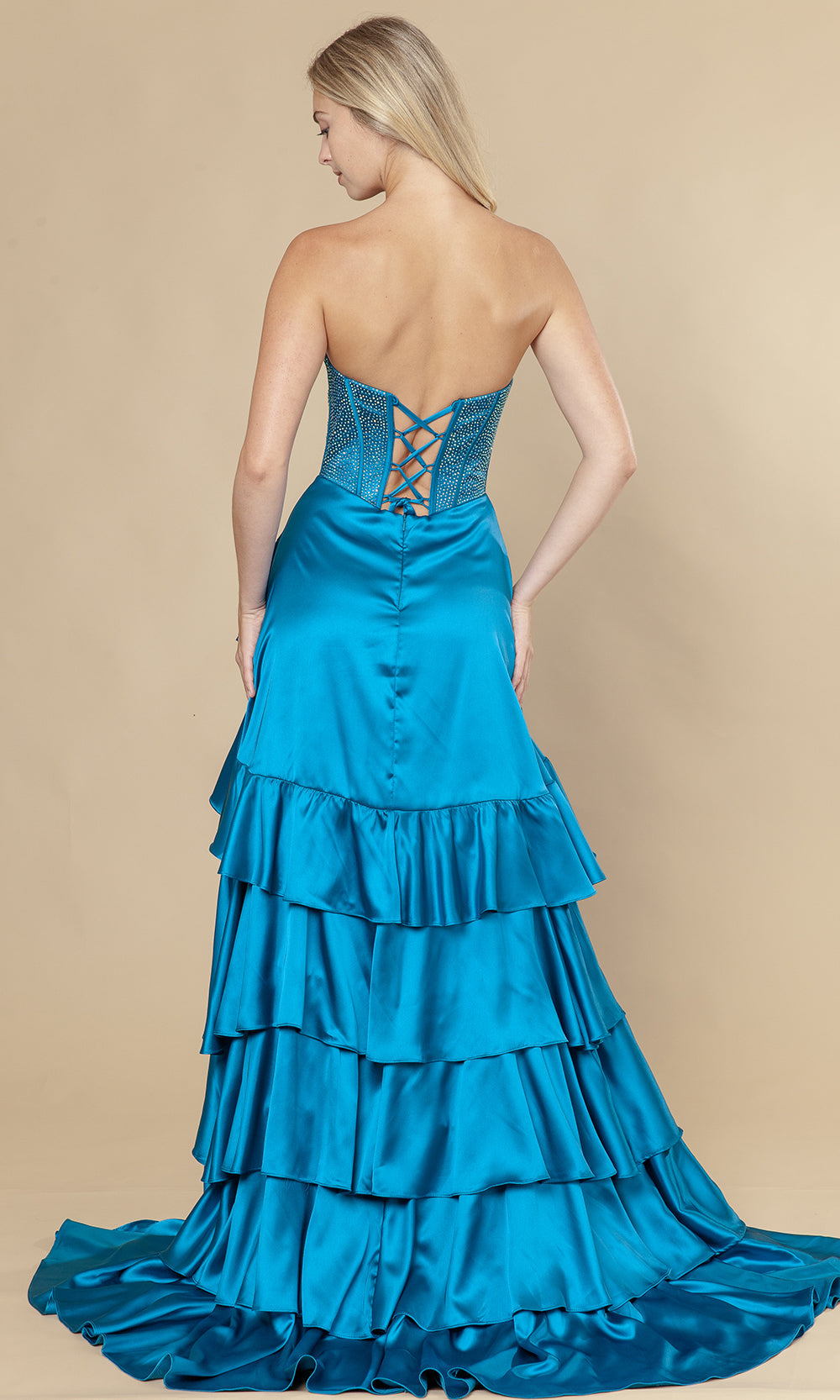 Poly USA 25162 - Embellished Corset Ruffle A-Line Dress Prom Dresses