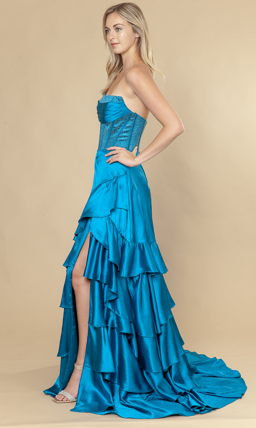 Poly USA 25162 - Embellished Corset Ruffle A-Line Dress Prom Dresses