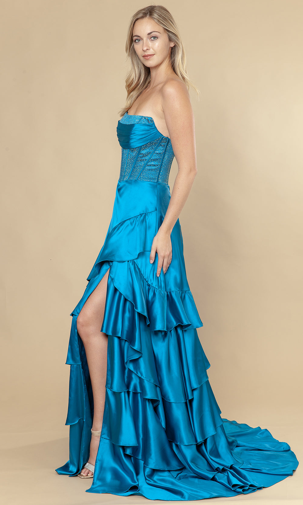 Poly USA 25162 - Embellished Corset Ruffle A-Line Dress Prom Dresses