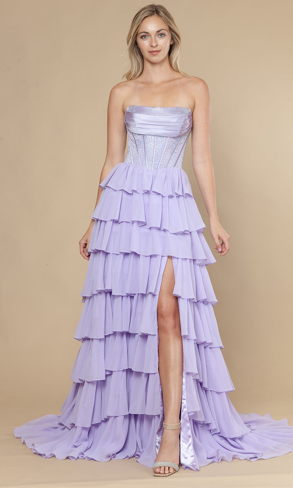 Poly USA 25168 - Rhinestone Corset Straight Across Prom Dress Prom Dresses