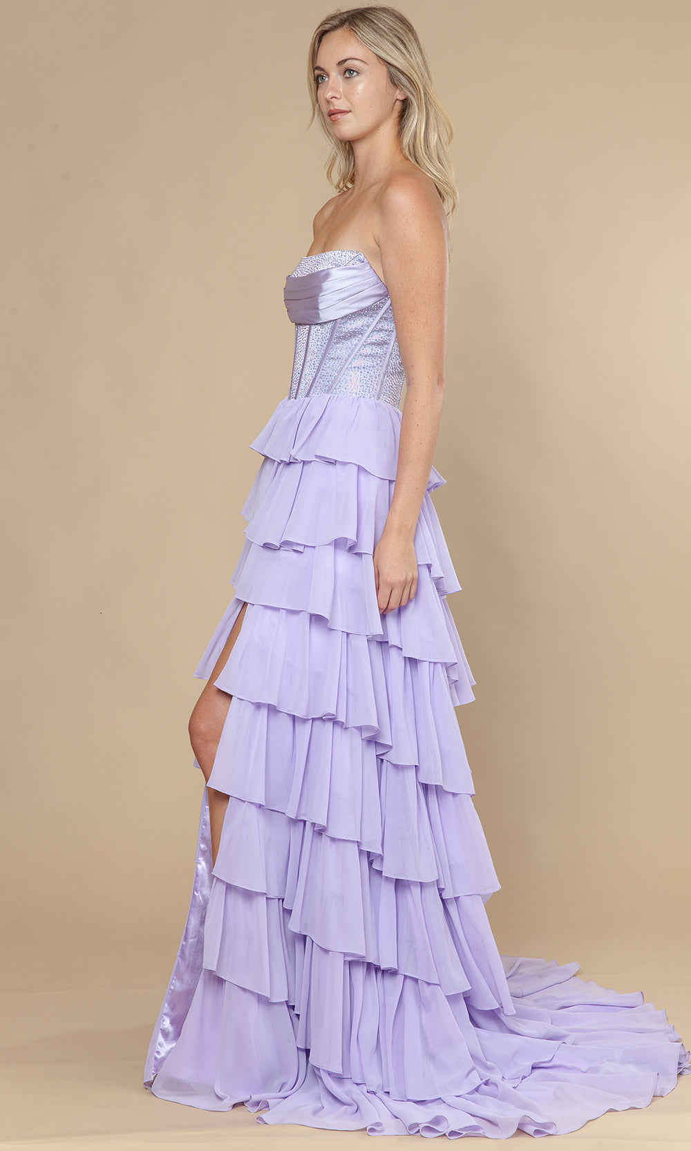Poly USA 25168 - Rhinestone Corset Straight Across Prom Dress Prom Dresses