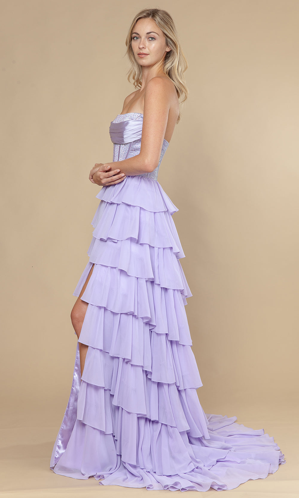 Poly USA 25168 - Rhinestone Corset Straight Across Prom Dress Prom Dresses