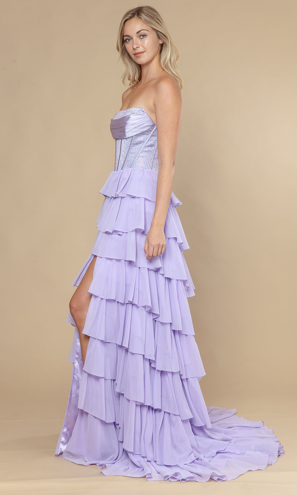 Poly USA 25168 - Rhinestone Corset Straight Across Prom Dress Prom Dresses