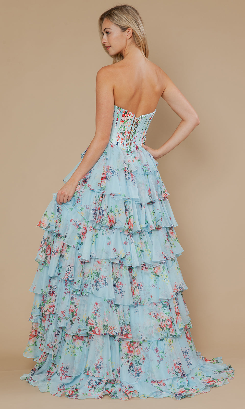 Poly USA 25178 - Sweetheart Floral Gown with Beaded Trim Prom Dresses