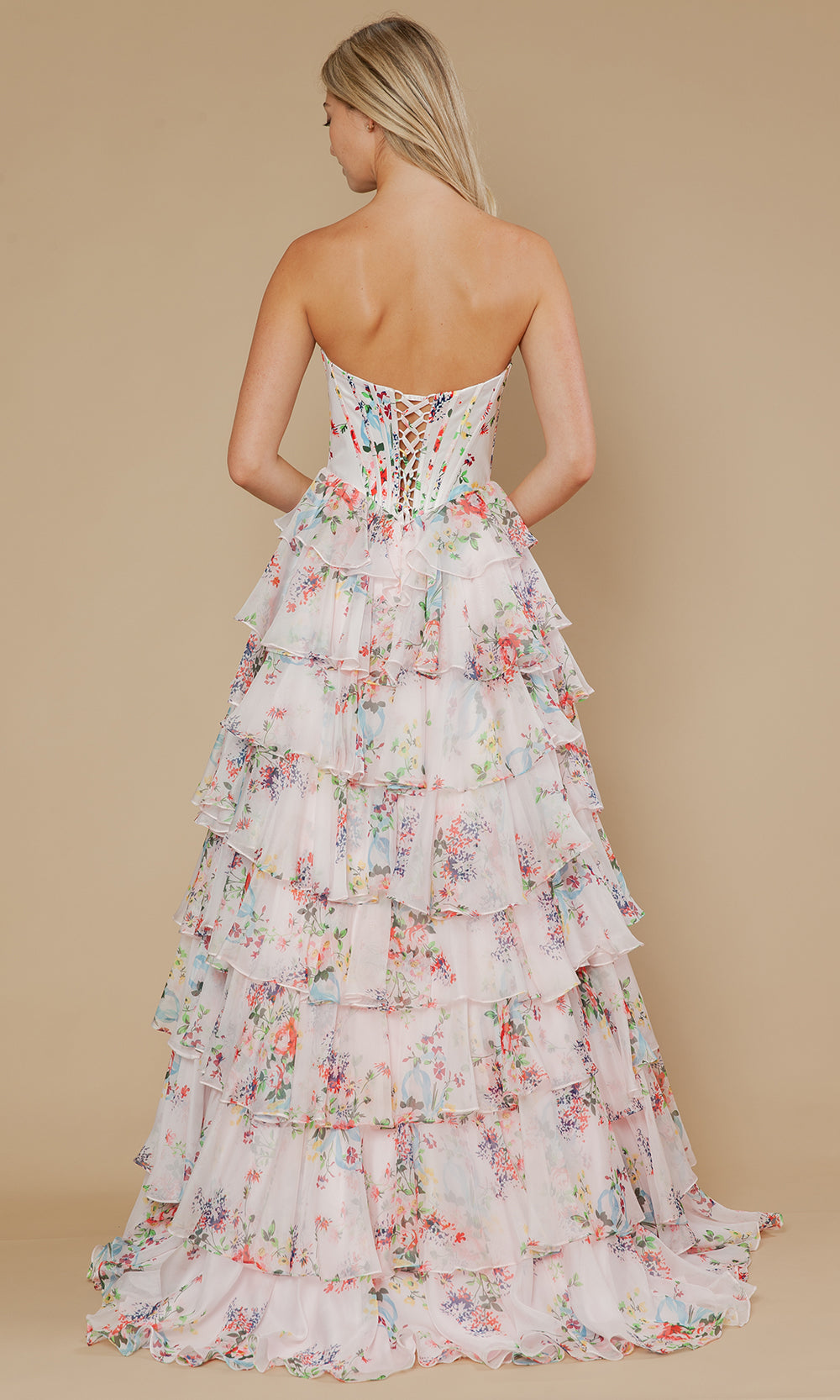 Poly USA 25180 - A-Line Skirt Printed Chiffon Prom Gown Prom Dresses