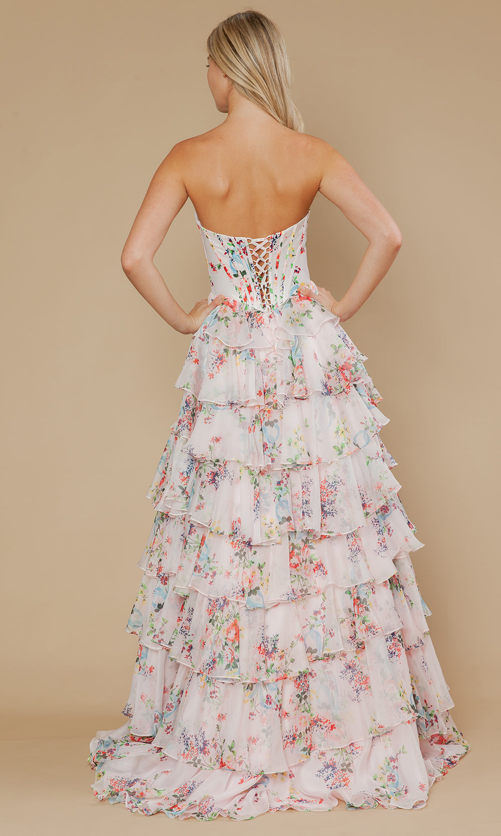 Poly USA 25180 - A-Line Skirt Printed Chiffon Prom Gown Prom Dresses