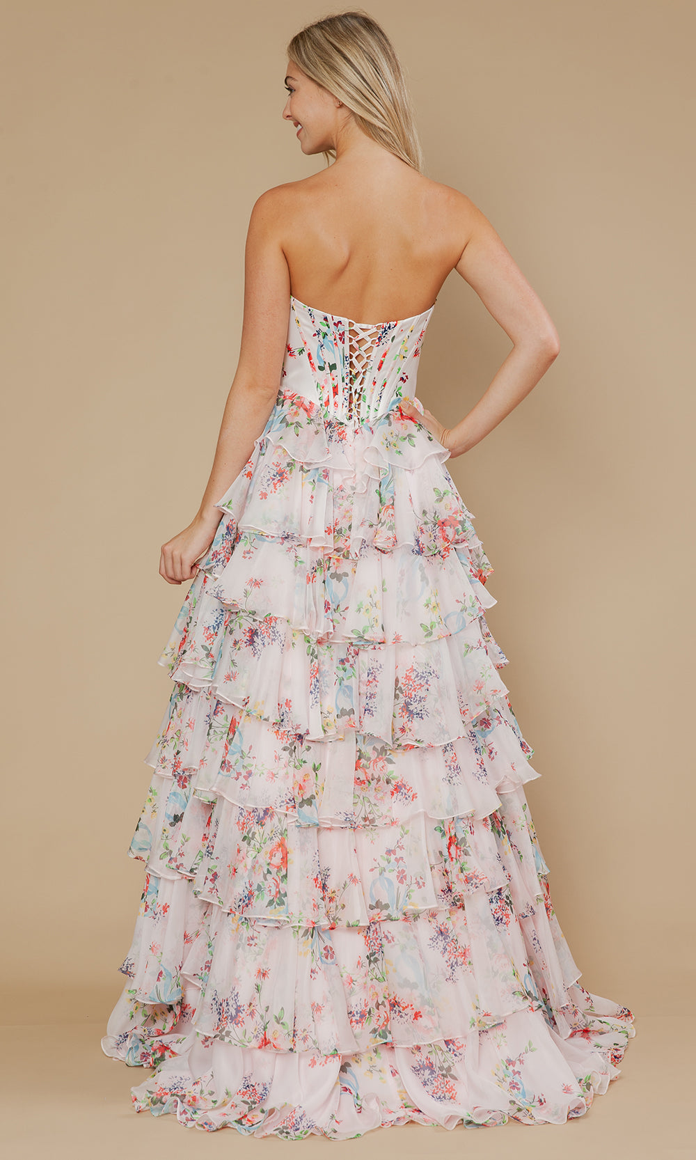 Poly USA 25180 - A-Line Skirt Printed Chiffon Prom Gown Prom Dresses
