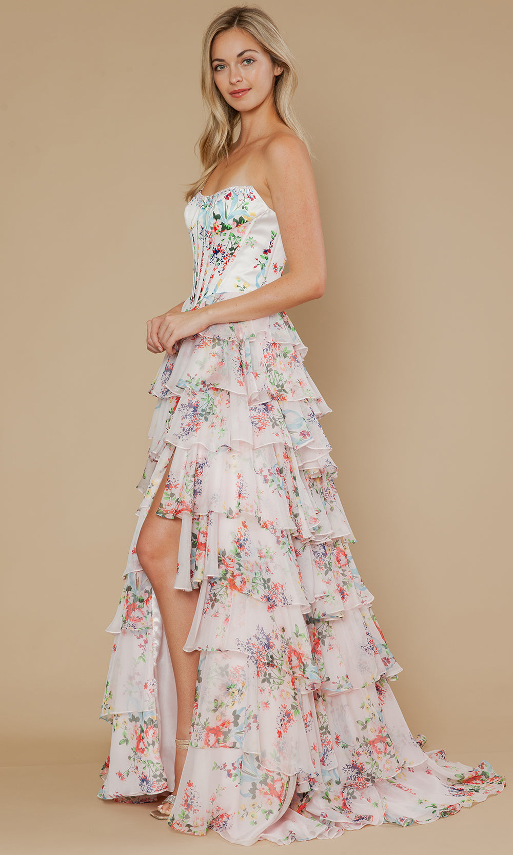 Poly USA 25180 - A-Line Skirt Printed Chiffon Prom Gown Prom Dresses