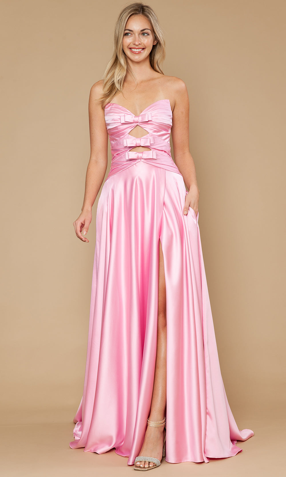 Poly USA 25182 - High Slit Sweetheart Dress with Bows Special Occasion Dress