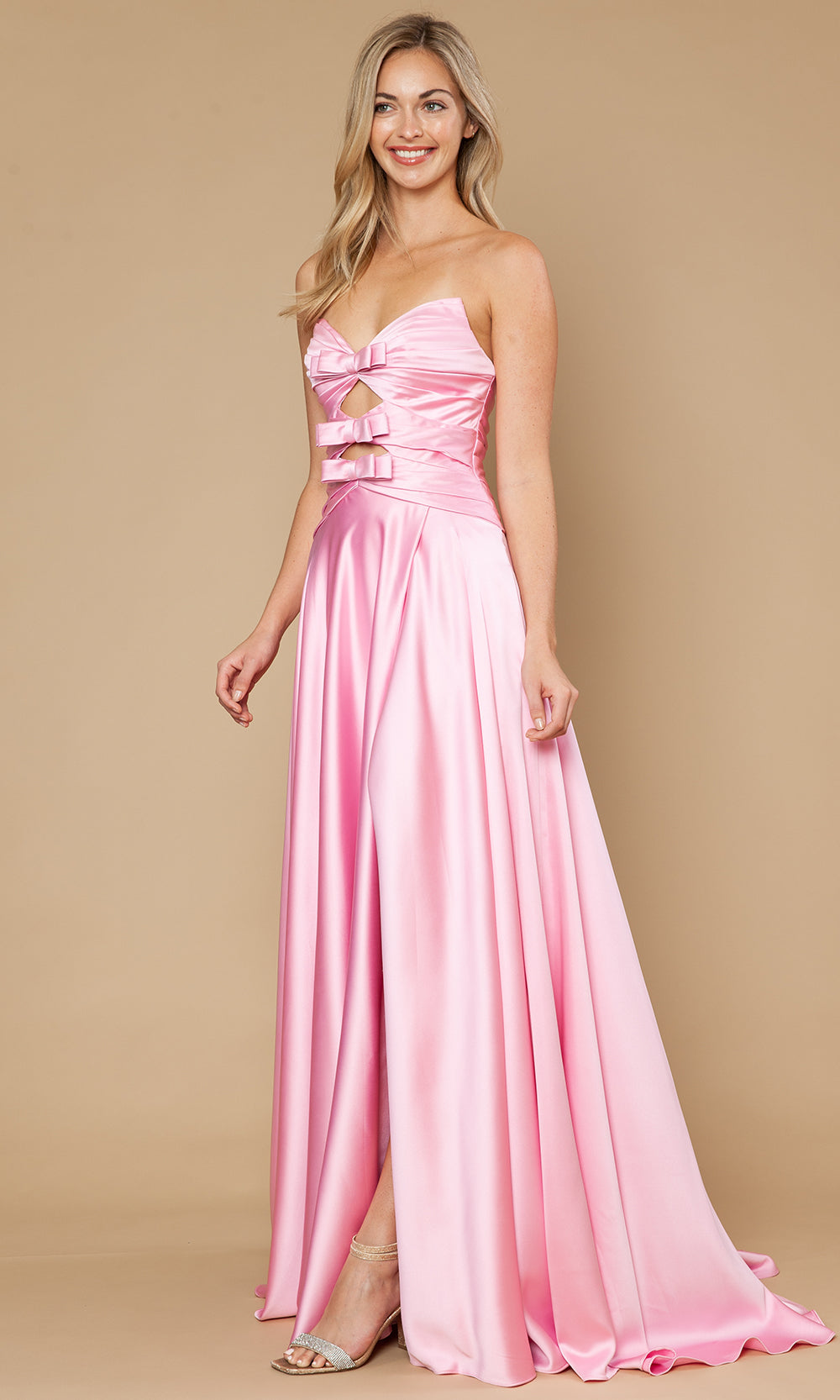 Poly USA 25182 - High Slit Sweetheart Dress with Bows Special Occasion Dress