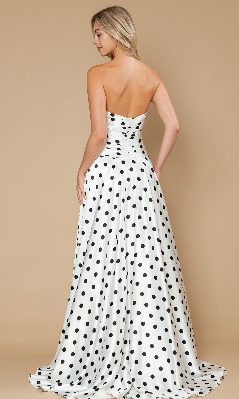 Poly USA 25184 - Strapless Sweetheart Gown with Polka Dot Print Prom Dresses