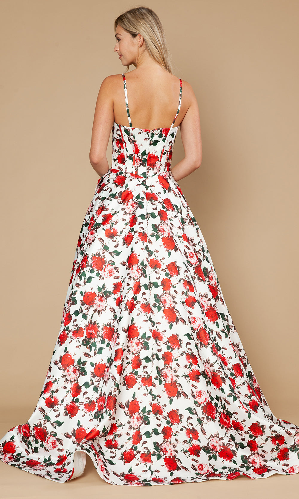 Poly USA 25190 - Sleeveless A-Line Gown with Floral Print Prom Dresses