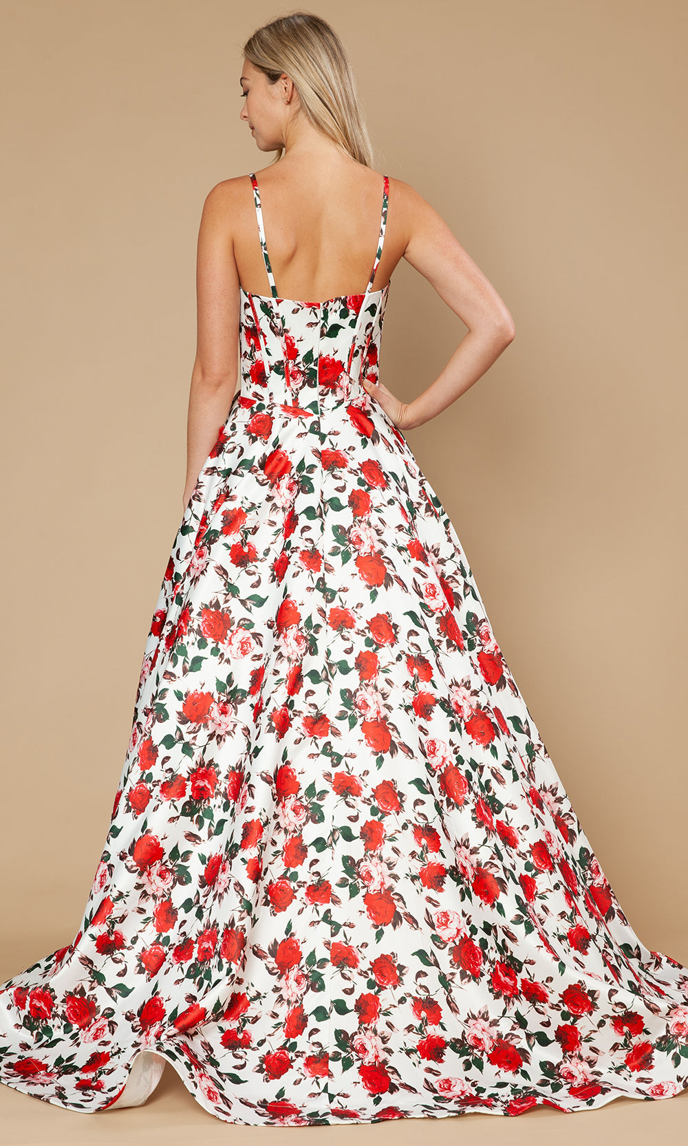 Poly USA 25190 - Sleeveless A-Line Gown with Floral Print Prom Dresses