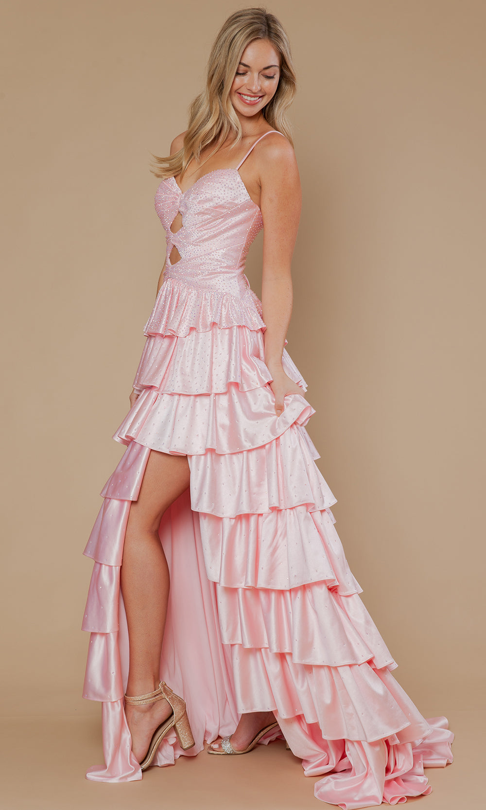 Poly USA 25192 - Ruffle A-Line Spaghetti Strap Prom Dress Prom Dresses