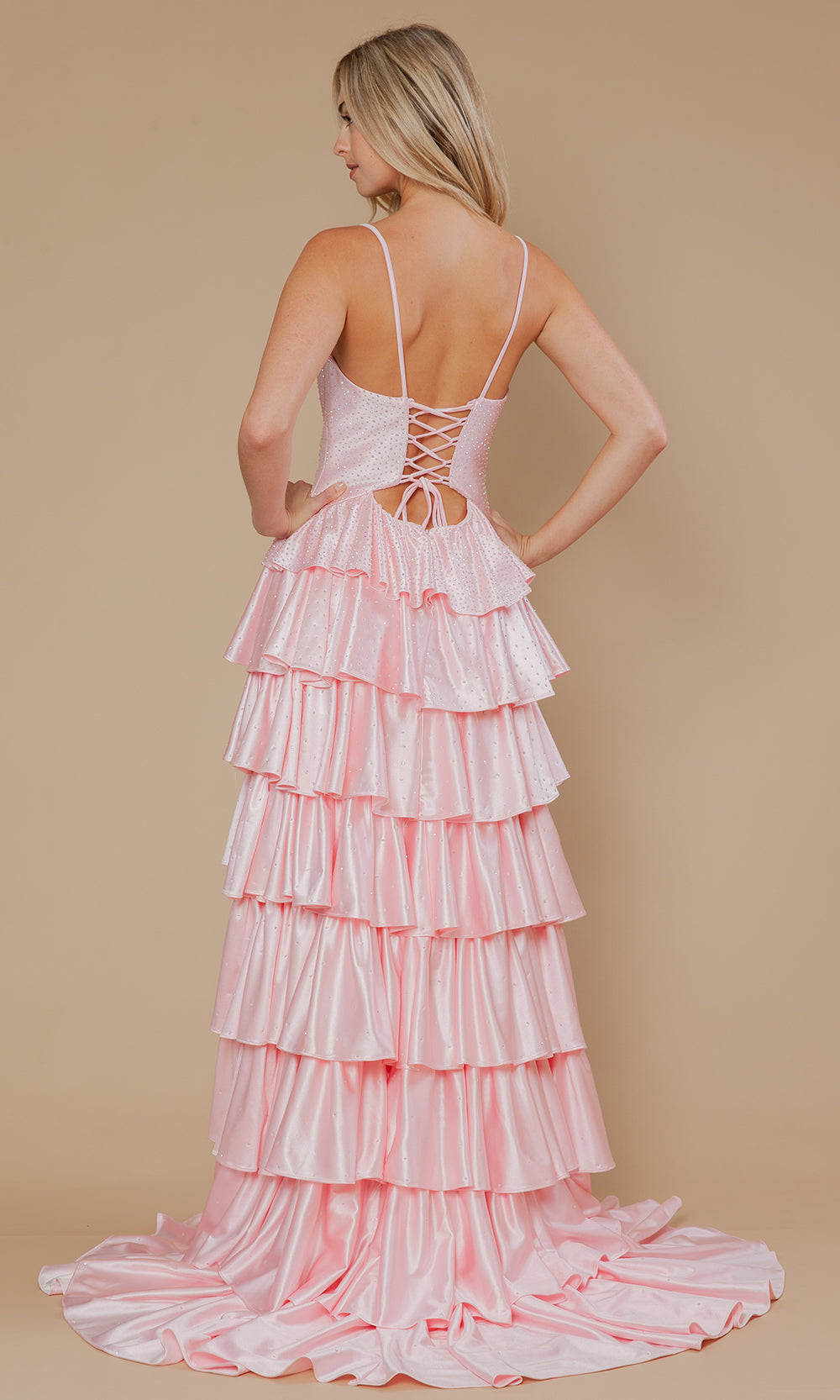 Poly USA 25192 - Ruffle A-Line Spaghetti Strap Prom Dress Prom Dresses