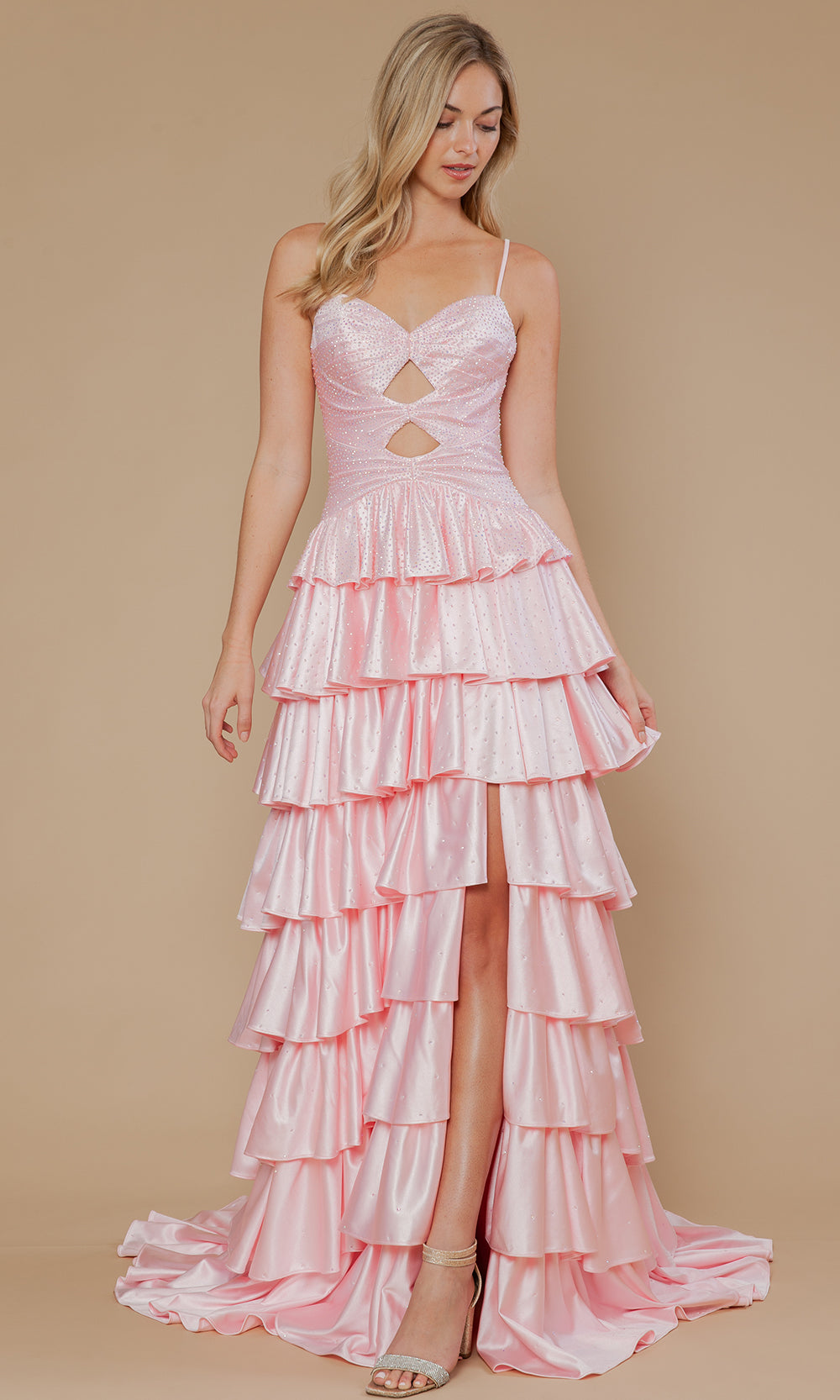 Poly USA 25192 - Ruffle A-Line Spaghetti Strap Prom Dress Prom Dresses