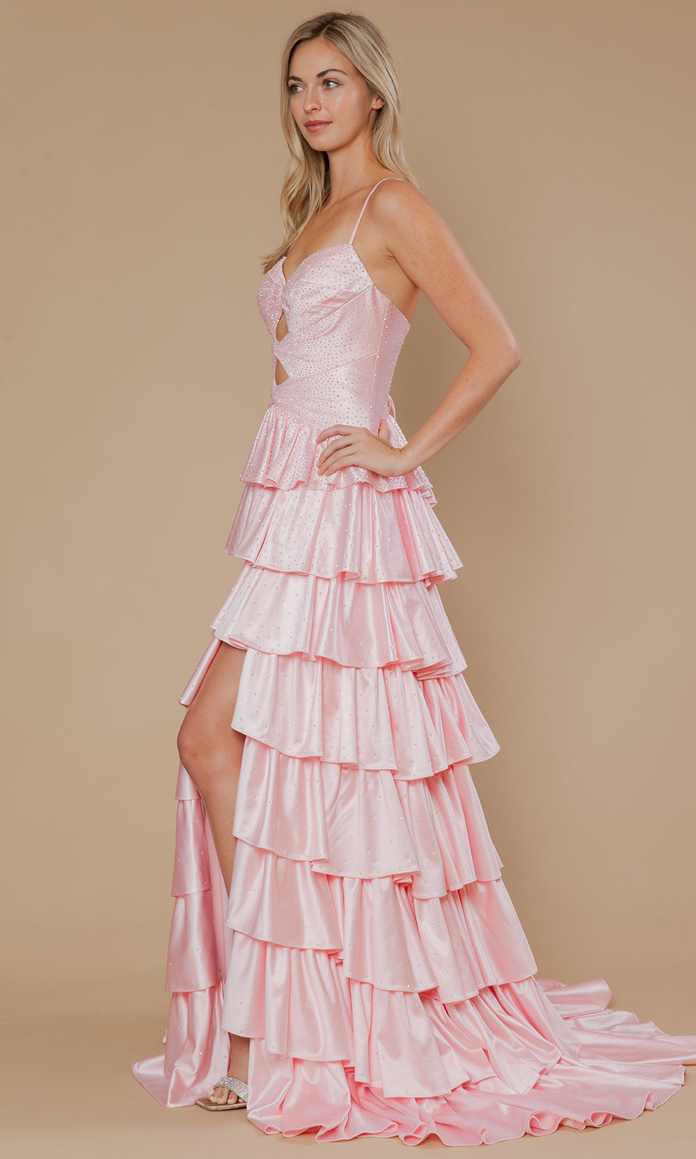 Poly USA 25192 - Ruffle A-Line Spaghetti Strap Prom Dress Prom Dresses