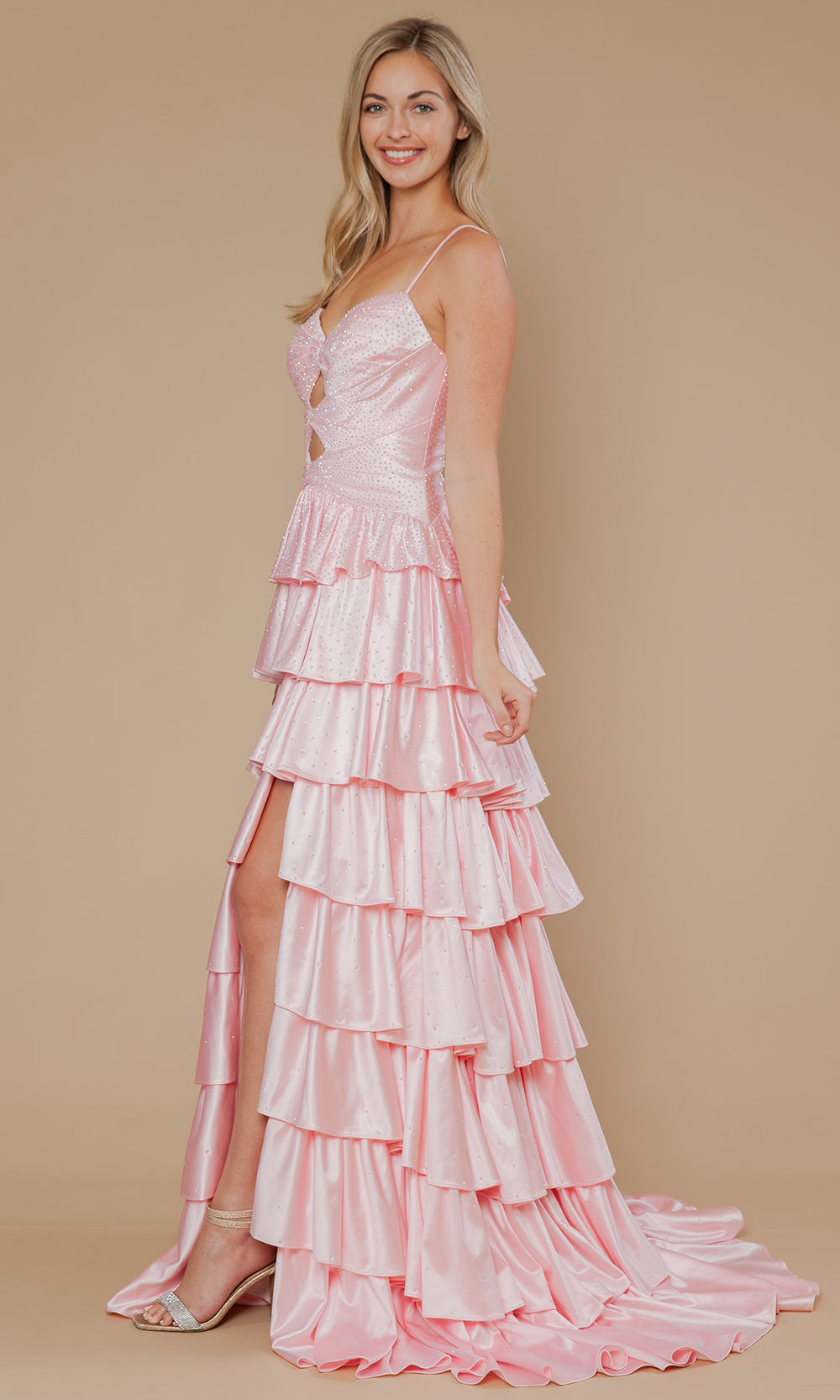 Poly USA 25192 - Ruffle A-Line Spaghetti Strap Prom Dress Prom Dresses