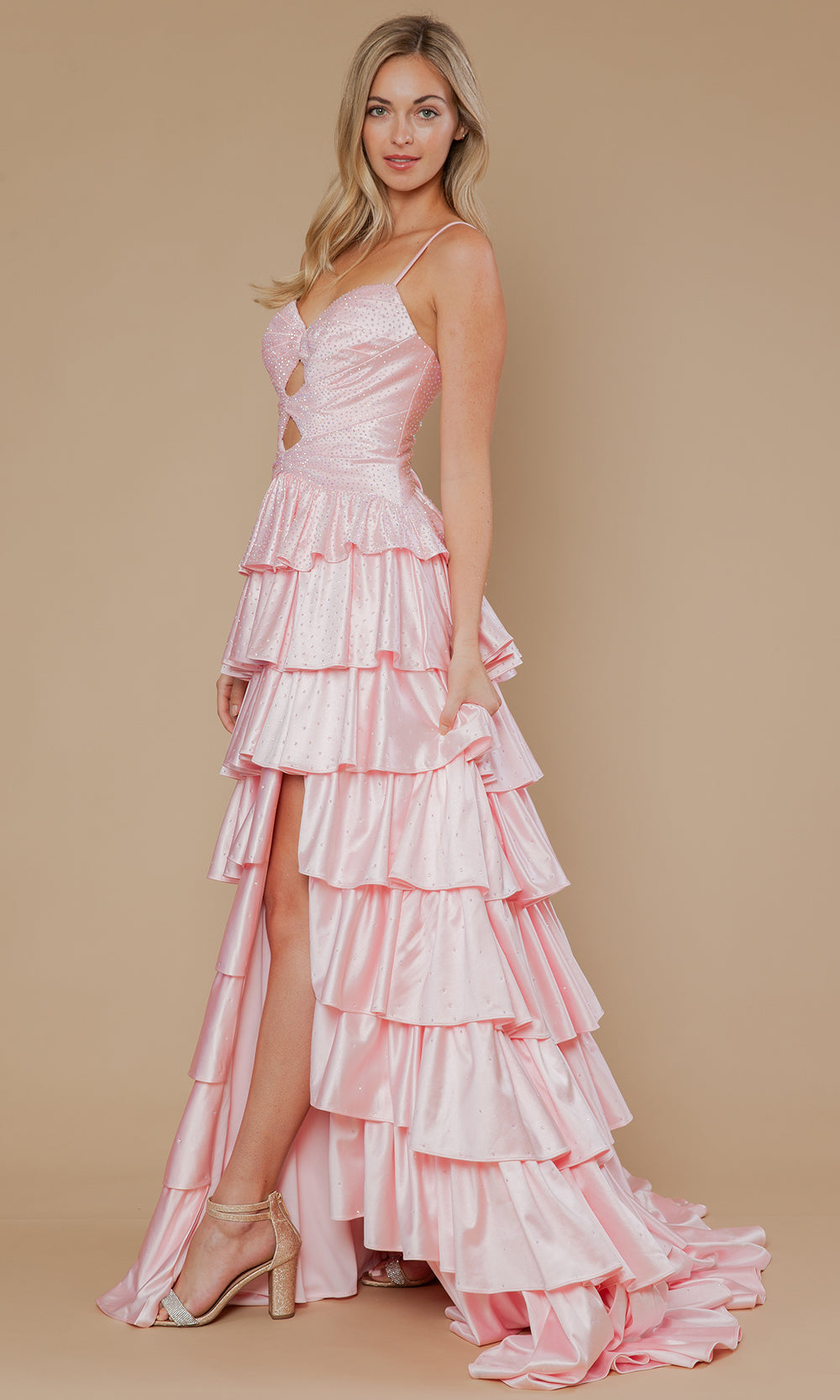 Poly USA 25192 - Ruffle A-Line Spaghetti Strap Prom Dress Prom Dresses