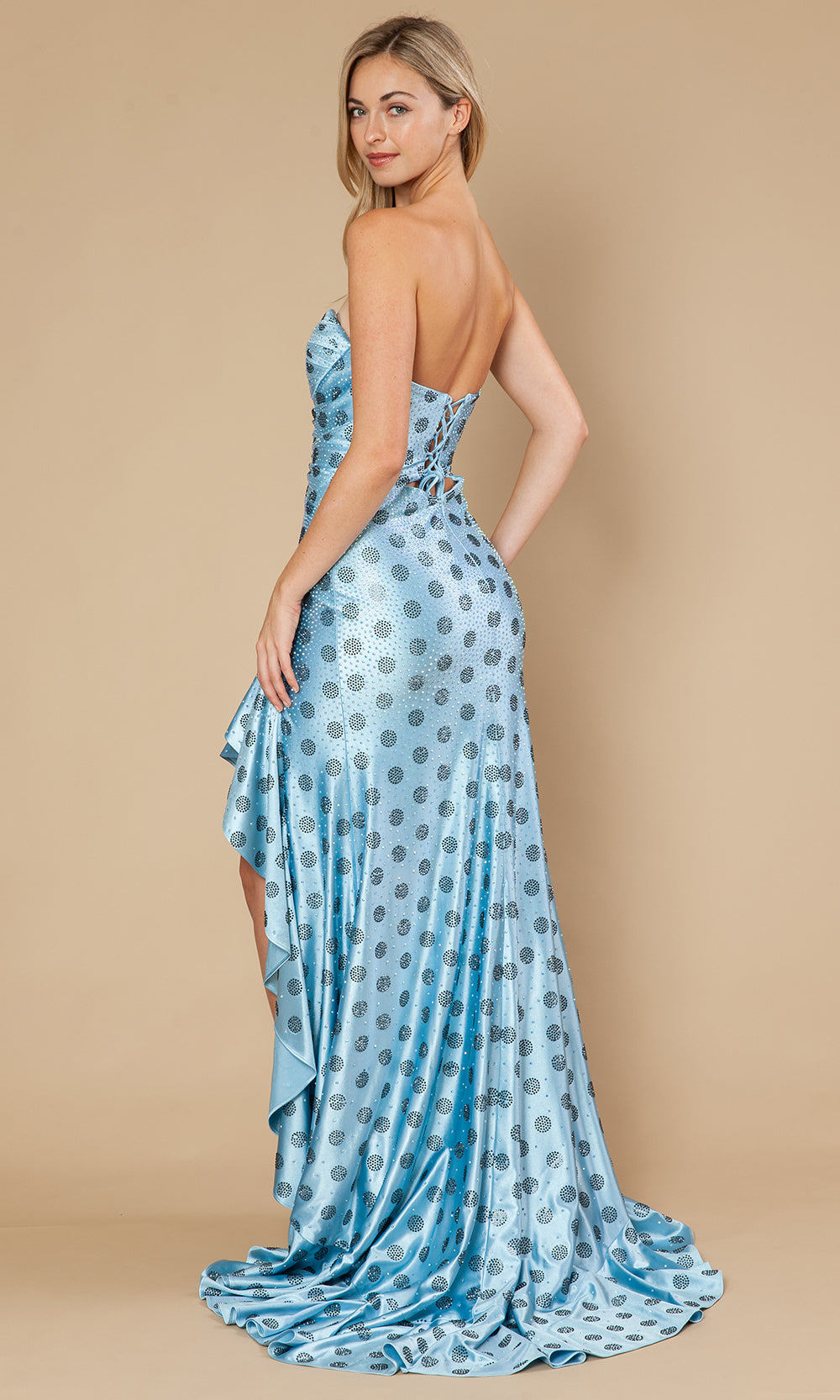 Poly USA 25198 - Ruffle Hi-Low Prom Gown with Beading Prom Dresses
