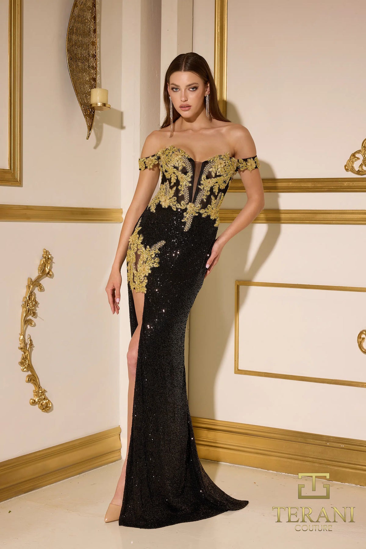 Terani Couture 251P4083 - Embroidered Corset Sheath Prom Dress