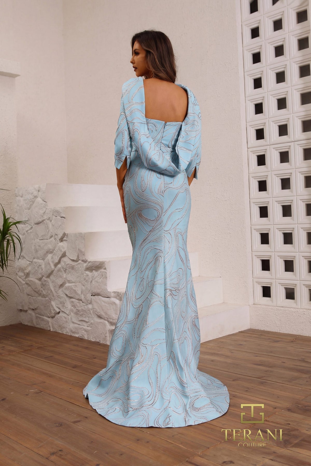 Terani Couture 251M4455 - Bateau Neck Fitted Evening Dress