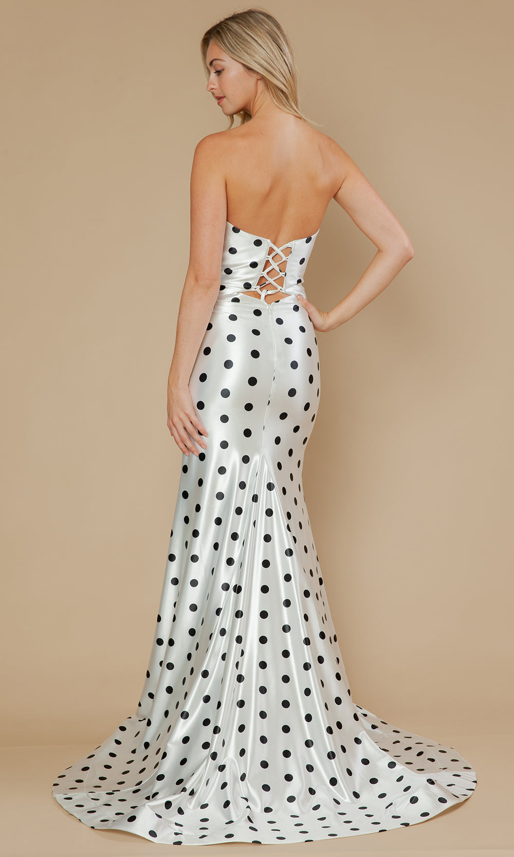 Poly USA 25200 - Bow Accent Polka Dot Sheath Prom Gown Prom Dresses