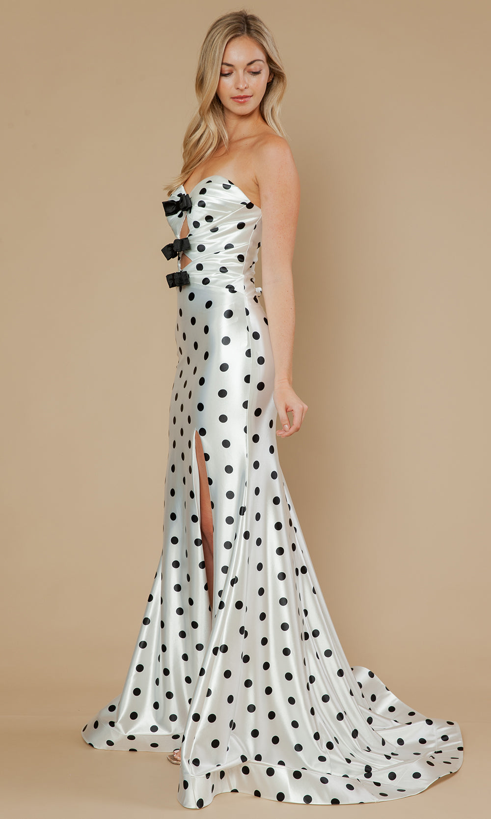 Poly USA 25200 - Bow Accent Polka Dot Sheath Prom Gown Prom Dresses