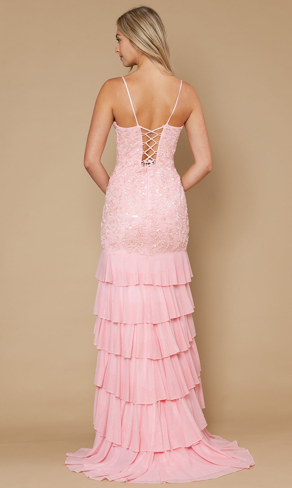 Poly USA 25204 - Ruffle Skirt Beaded Embroidered Gown Prom Dresses