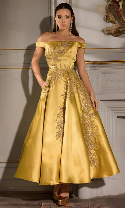 Terani Couture 252C5004 - Tea-Length Straight Neckline Dress Cocktail Dresses