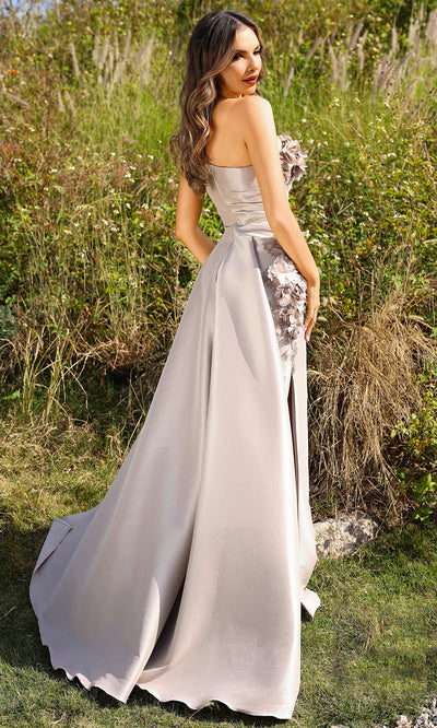 Terani Couture 252E5116 - High Slit Overskirt Mikado Gown Evening Dresses