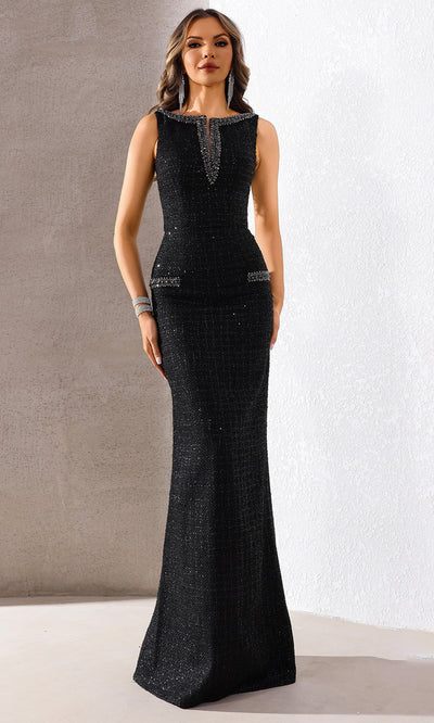 Terani Couture 252E5119 - Beaded Tweed Sheath Gown
