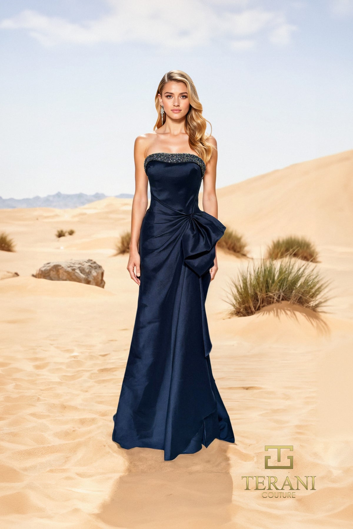 Terani Couture 252E5131 - Strapless Ruffled Peplum Evening Gown