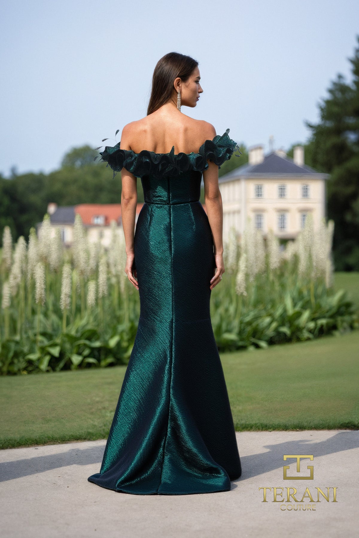 Terani Couture 252E5156 - Metallic Sheath Gown with Ruffles