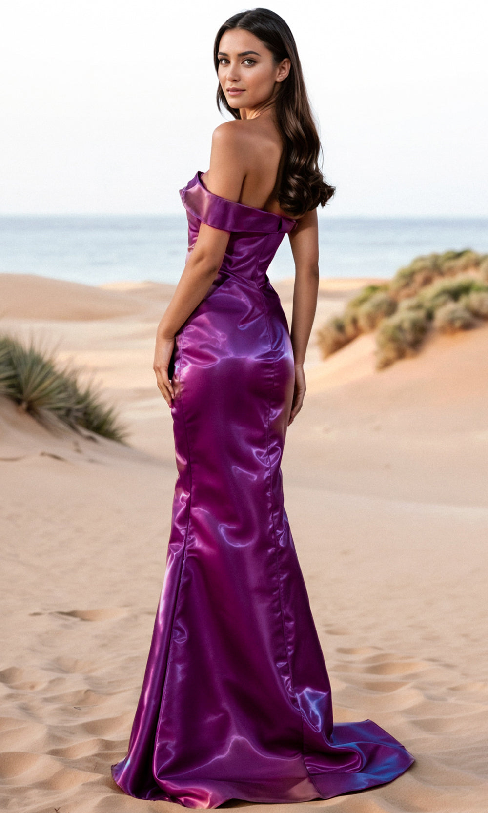 Terani Couture 252E5162 - Straight-Across Shimmer Evening Dress